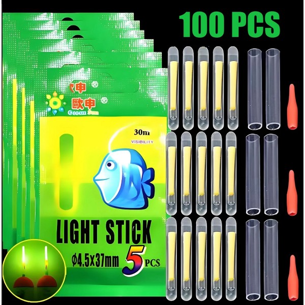 Unbranded 100× Fluorescent Fishing Float Glowing Sticks Night Clip On