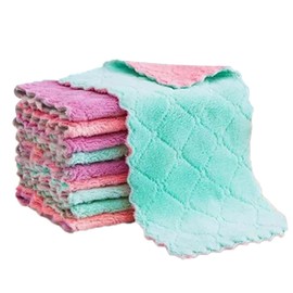 Helhom 20Pcs Lint Kitchen Cleaning Cloth, Dish Towels Double Sided Water Absorption Microfiber Dish Cloths, Soft Skin Friendly for Kitchen Home Car Cleaning Microfiber Fabric 25x15 cm