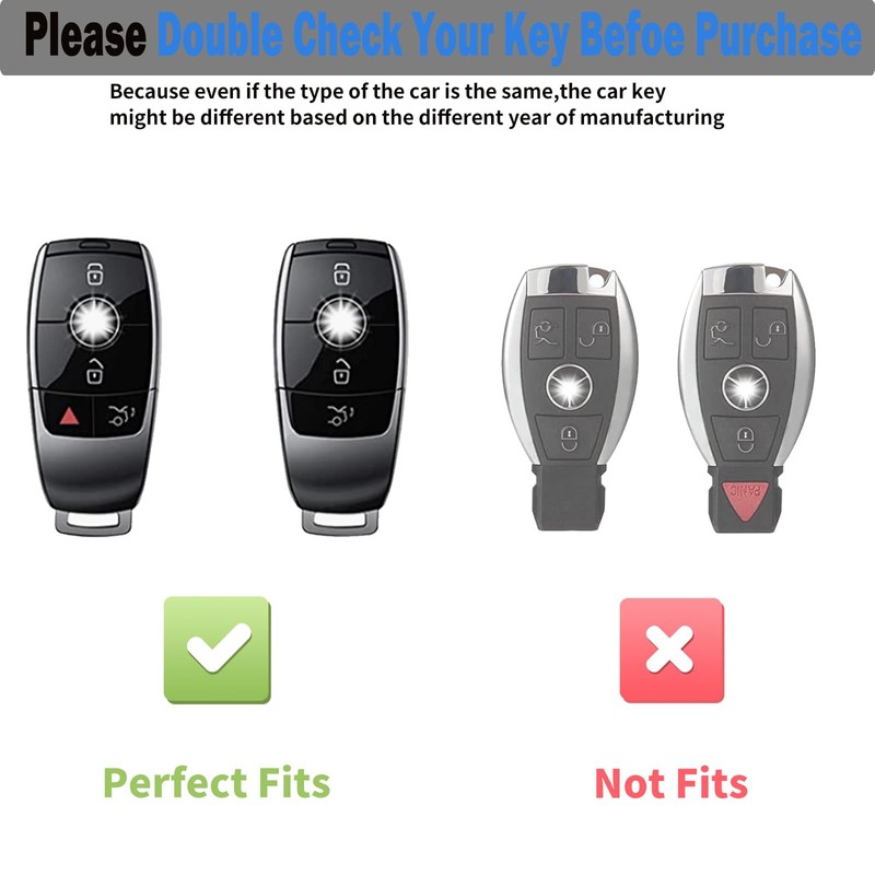 LJMTBKAN for Mercedes Key Fob Cover,Aluminum Leather Key Case Compatible
