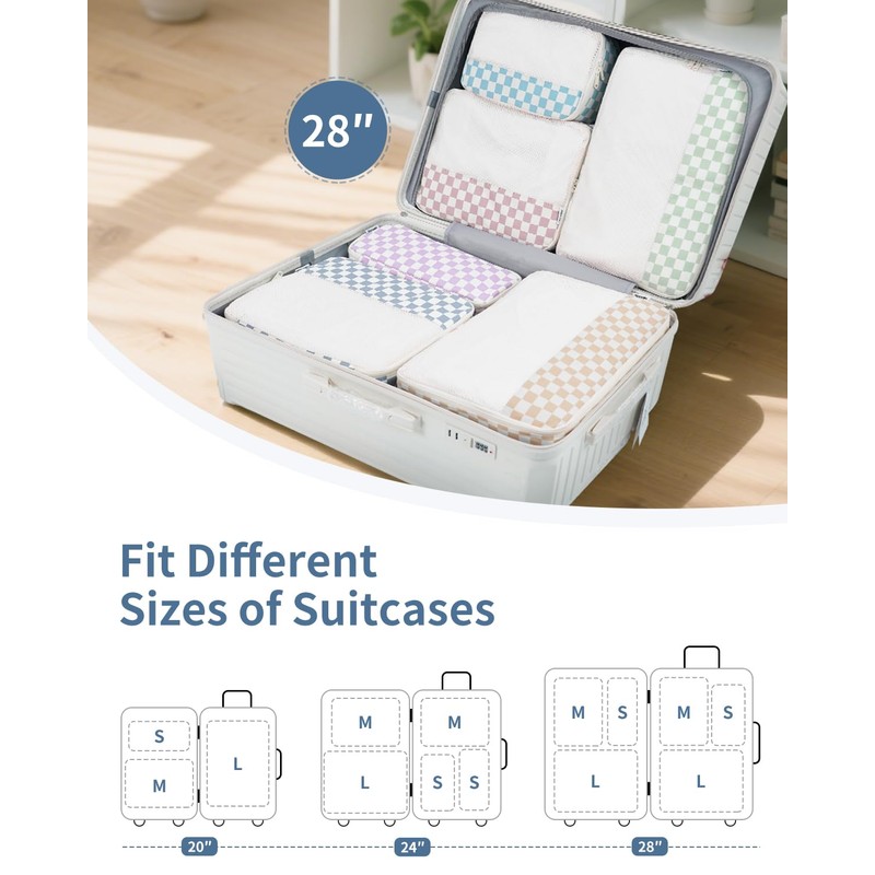 Narwey 7 Teilige Kompression Koffer Organizer, Compression Packing Cubes Backpack