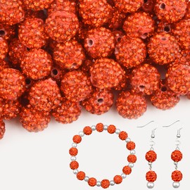 180pcs 10mm Rhinestone Clay Beads for Jewelry Making, Orange Crystal Round Disco Ball AAA+ Grade Beads Bulk, Sparkly Diamond Bling Baseball Beads for Necklace Bracelet Earring DIY Supplies