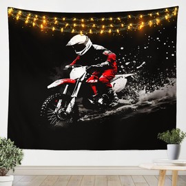 Feelyou Dirt Bike Tapestry Small 51"x59" Extreme Sports Wall Hanging Ultra Soft Racing Themed Wall Blanket For Kids Boys Girls Motorcycle Wall Art Room Decor Motorbike Tapestries