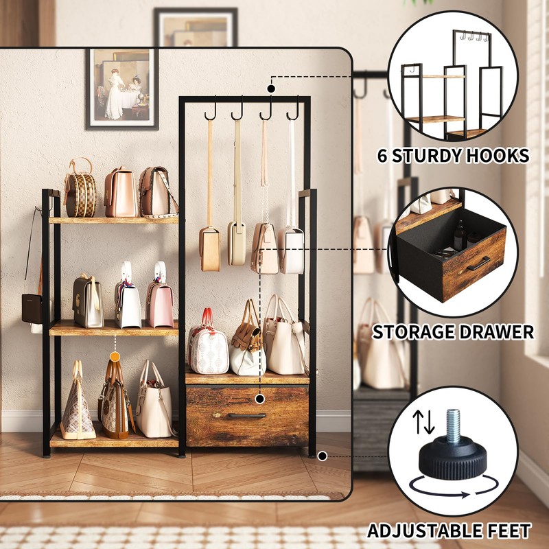 Baomengya Handbag Organizer - 3 Tier Purse Storage Rack with