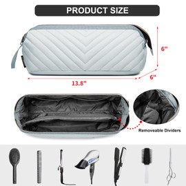 Kuosdaz Hair Tools Travel Bag for Shark Flexstyle Dyson, Quilted Hair Tool Organizer Bag, Gift for Women Hair Accessories Tools Storage Bag, Travel Hairdryer Portable Bag for Women, Grey