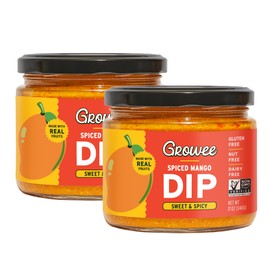 Growee Foods Spiced Mango Chip Dip & Spread – Creamy Salsa & Hummus Alternative – Dairy-Free Queso, Vegan Mayo & Salad Dressing Substitute – Gluten-Free, Nut-Free, Non-GMO – 2 Pack (12oz Each)