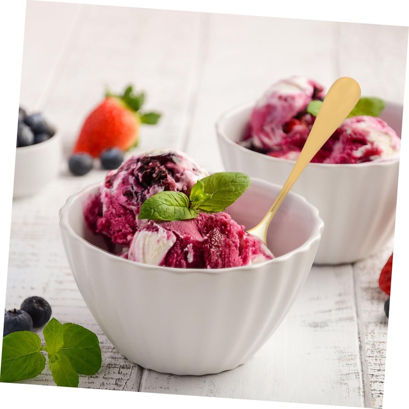 KICHOUSE -Plated Sugar Shell Spoons 4pcs Stainless Steel Spoons for