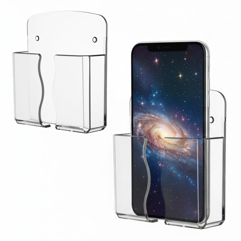 2 Pcs Wall Mounted Phone Holder, Self Adhesive Stand with