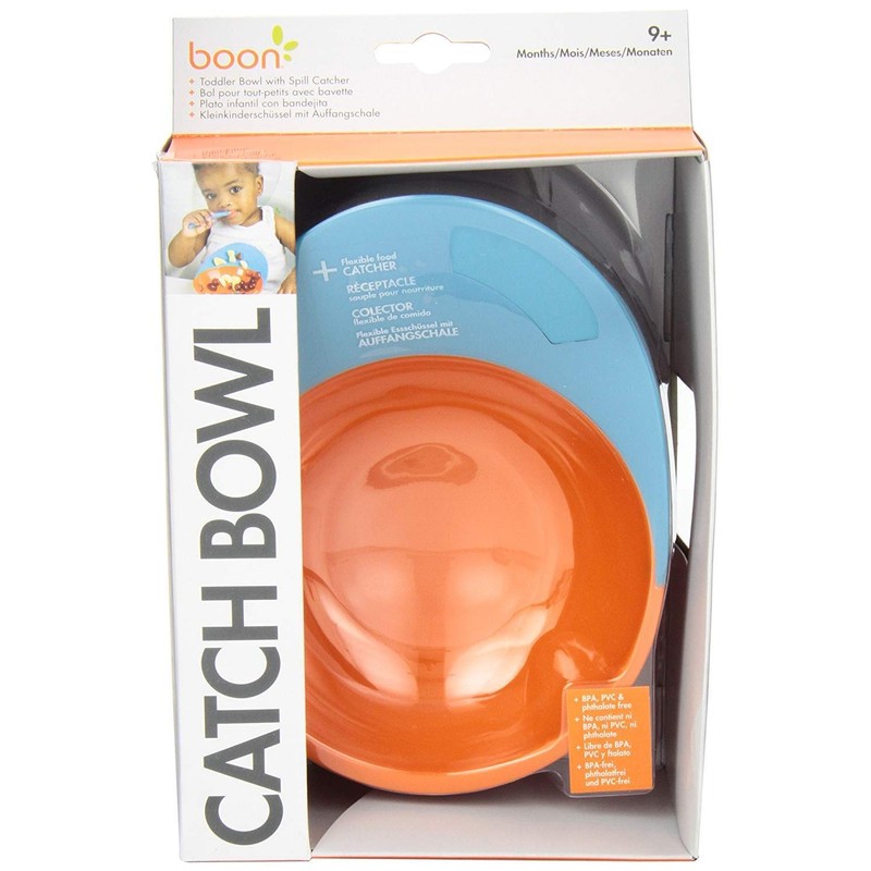 Boon Catch Bowl with Spill Catcher,Blue/Orange Color: Blue/Orange