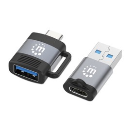 Manhattan 2 Piece Set: USB-C to USB-A Adapter & USB-A to USB-C Adapter