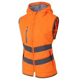 PALAMLY Safety Vest for Women High Visibility Reflective with Pockets and Zipper ANSI Class 3 Hi Vis Fleece Work Winter Vest