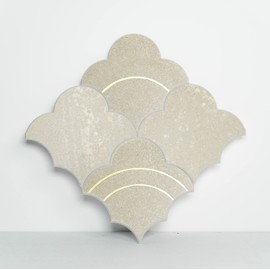 COLAMO Luxury Peel and Stick Backsplash,Faux Stone Smart Adhesive Tile,Mix Metal Golden,Stick on Arabesque Geometric Waterjet,Accent Wall Mosaic Tile for Kitchen,Bathroom,Fireplace(1pcs,Beige Marble)