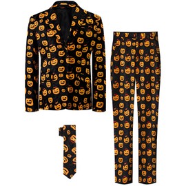 A&J DESIGN Boys Suit Size 12 Kids Pumpkin Hollween Suit Formal Blazer Pants Tie
