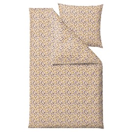 Södahl Painterly Leaf 100% Cotton Bed Linen 135 x 200 cm, Set with 1 Duvet Cover 135 x 200 cm and 1 Pillowcase 80 x 80 cm, Satin Fabric, Gold