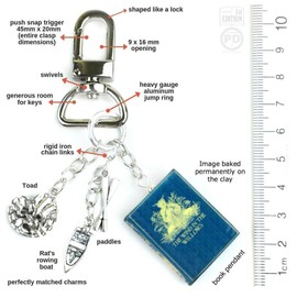 The Wind in the Willows Kenneth Grahame Clay Mini Book Key Chain Bag Purse Backpack Clasp Clip Lock