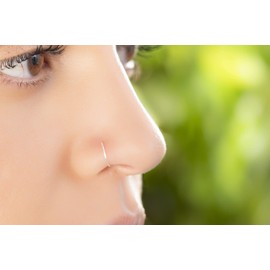 Silver Fake Nose Ring Hoop Piercing - 24 Gauge faux Nose Ring No Piercing Needed - Clip On Nose Jewelry
