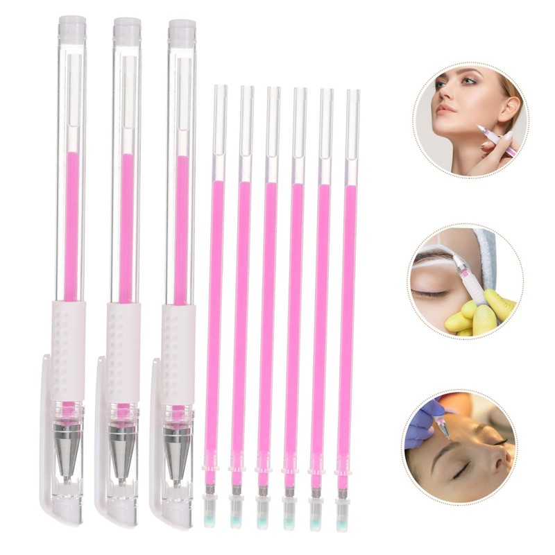NUOBESTY 2 Sets Professional Tattoo Eyebrow Pen Mapping Tool Long