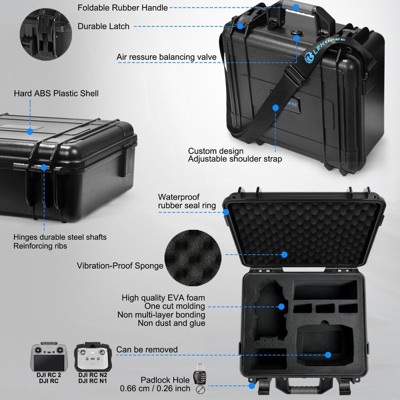 Lekufee Waterproof Hard Carrying Case for DJI Mini 4 Pro/4/3