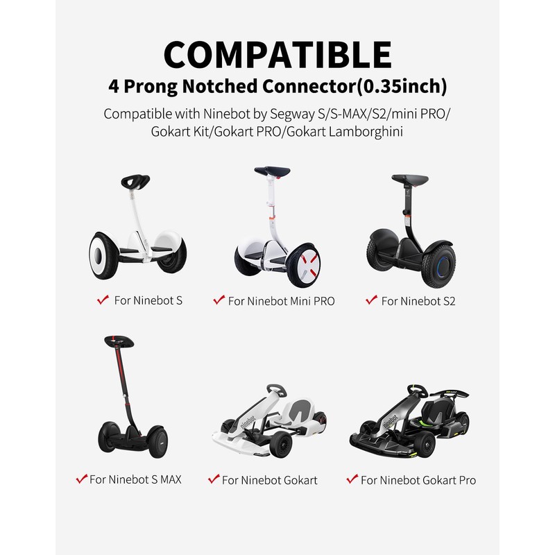 4 Prong Scooter Charger for Segway Ninebot S/S-MAX/S2/Mini PRO/Mini lite,
