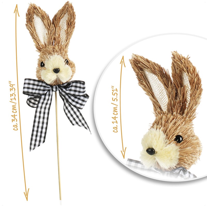 com-four® Flower Stake in Rabbit Design - Cute Rabbit Head