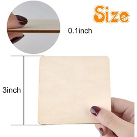 100Pcs Unfinished Square 3x3 Inch Wood Pieces, Blank Wooden Cutouts for Crafts,Squares Cutout Tiles Unfinished Wood Cup Coasters Natural Slices Wooden Square Cutouts for Ornaments Home Decoration