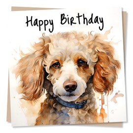 Toy Poodle Birthday Card - Happy Birthday - Dog Design - Made in UK