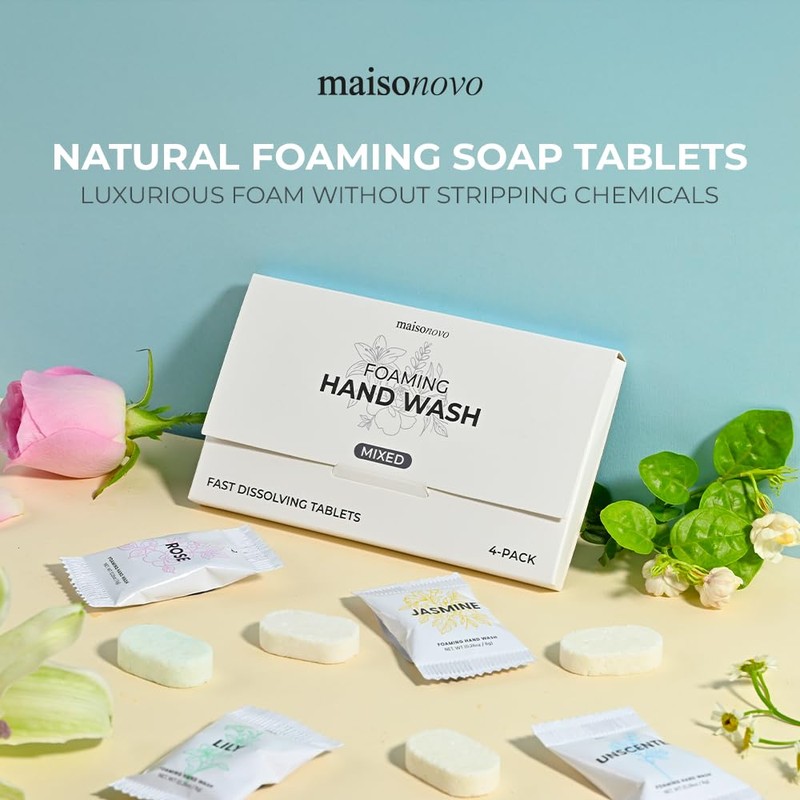 MAISONOVO 4 Pack Lily Scent Foaming Hand Soap Tablets