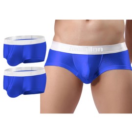 ZONBAILON - Ropa interior sexy para hombre con bolsa de abultamiento de seda de hielo - Calzoncillos calzones de pierna corta, 3 piezas-Azul, 3X-Large