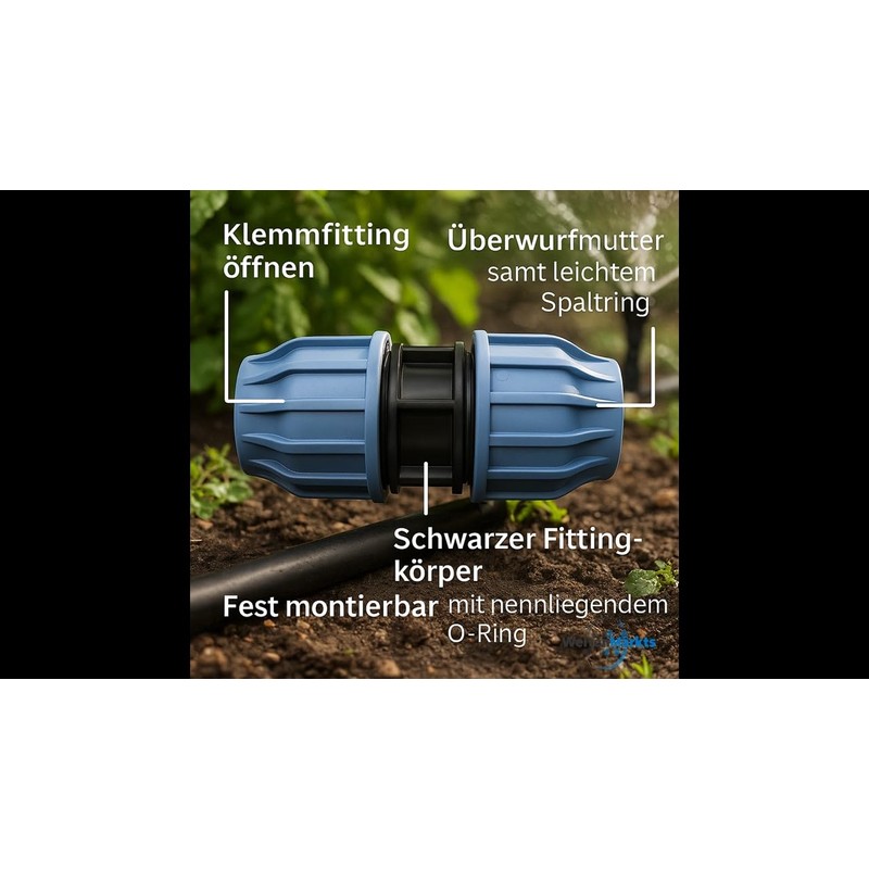 WeltenMarkt PP Pipe Coupling 25mm Compression x Compression DVGW/KIWA/WRAS/SVGW Certified,
