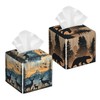 Rustic Deer Forest 2 Pcs Tissue Box Cover Square, Tissue