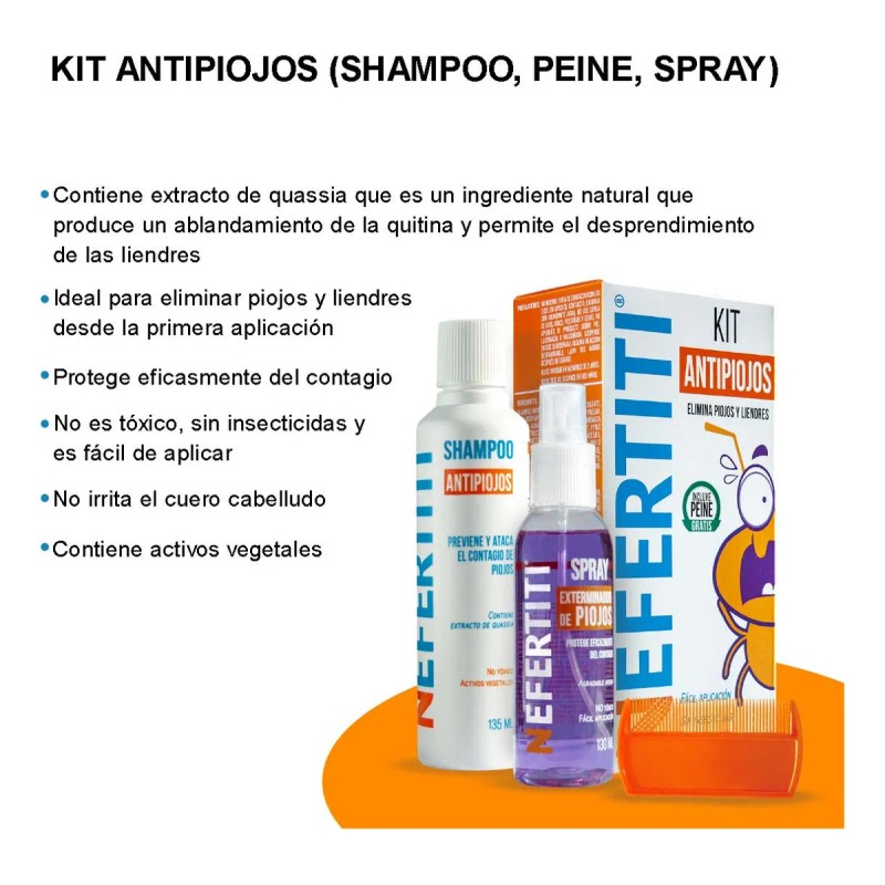 Antipiojos Nefertiti Para Piojos y Liendres Sin Insecticidas