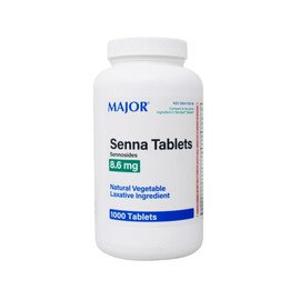 Major Senna Tablets 8.6 mg, Natural Vegetable Laxative Ingredient, Compare to Senokot, 1000 Tablets