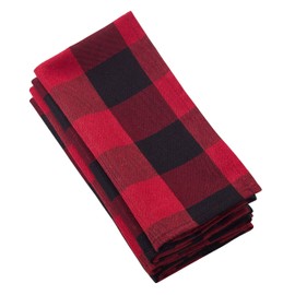 Fennco Styles Holiday Buffalo Check Plaid Cotton Napkin - Set of 4 (Red, 20"x20" Napkin - Set of 4)