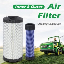M113621 M123378 Inner & Outer Air Filter Kit Fit for John Deere Kubota Series Replace Kawasaki 11013-7029 11013-7048 Donaldson P822686 Fleetguard AF25550 (1 Pack)