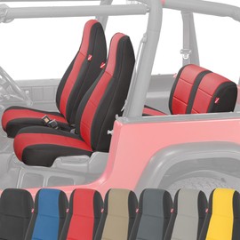 Diver Down Neoprene Seat Cover Set - Fits Jeep YJ 1987-1995 Wrangler - Front and Back Seat Set - Waterproof Custom Fit Seat Covers - Soft Padded Cushion Feel - Thermal Resistant - (Red, 87-90)