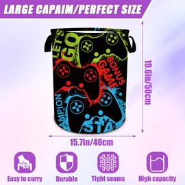 Gamepad Colorful Gamers Laundry Basket Foldable Laundry Hamper Tote Bag Storage Bucket Toy Organizer For Bathroom/Laundry/Bedroom（19.6x15.7inch）