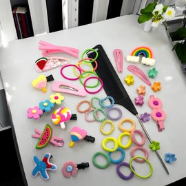 NDBOX Hair Accessories for Girls | Kids Hair Ties | Mini Clips | Pretty Designs | Styling Variety Pack (Designs Set B)