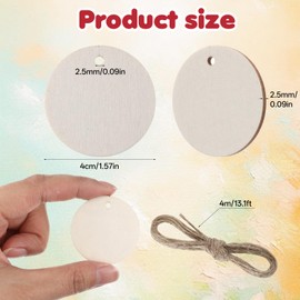 50 cerchi rotondi in legno per artigianato, dischi rotondi in legno con fori da 4,5 cm, rotondi in legno con fori, dischi in legno per artigianato con spago, per feste, fai da te, ornamenti natalizi