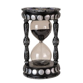 Pacific Giftware Mystic Black Cat Sandtimer with Black Sand Witchy Decor Featuring Moon Phases and Pentagram Ideal for Home Decor Bookshelves or Gifting for Cat Lovers