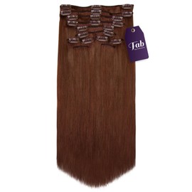 Fab Clip In Remy Full Head Hair Extensions 10-Piece Set #33-Rich Copper Red 15 inch