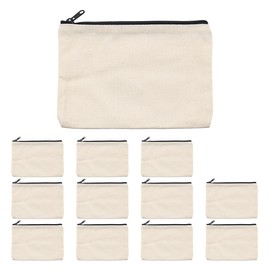 12 Pcs NUZAMAS Canvas Makeup Bags DIY Craft Zipper Bags Pouches Pencil Case Make Up Cosmetic Pouches Bags Cases for Travel Craft School Toiletry