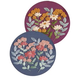 Mama Yururi Embroidery Kit, Flowers, Modern Set of 2, Japanese Instruction Manual (English Language Not Guaranteed)