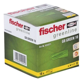 fischer GB GREEN 10 - Aerated Concrete Dowels Made of Min. 50% Renewable Raw Materials for Attaching Mailbox Systems, Electrical Installations in Aerated Concrete - Pack of 18 - Item No. 524871, Green