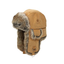 Fabulous Corduroy Fur Flight Cap, Pilot Cap, Aviator Bomber Hat, Cold Protection, beige
