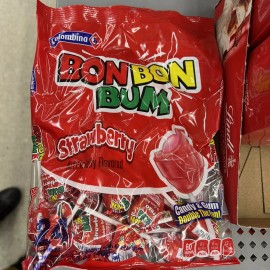 Colombina Bon Bon Bum Fresa Strawberry Bubble Gum Pops 24 Lollipops