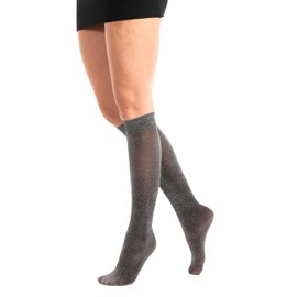 Gi&Gi Shiny Knee Socks for Women with Lurex, 40 Denier, Multicoloured, Festive and Elegant, 3 Pairs (DE/NL/SE/PL, Alphanumeric, One Size, Regular, Black, Silver)