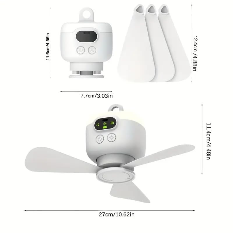Portable Ceiling Fan for Tent with Remote Control,8000mAh Battery Operated