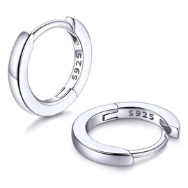 ChicSilver Hoop Earrings, Women's, Ring Earrings, Men's, Metal Allergies, 925 Silver, Zirconia, Inner Diameter 0.2 inch (6 mm), 0.7 oz (20 g), Sterling Silver