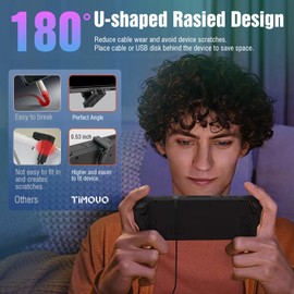 TiMOVO USB C 180 Degree Adapter 2 Pack,180 Degree USB C Adapter Converter USB-C Male to USB-C Female Extender Support 140W Fast PD Charging for ROG Ally/Steam Deck/Lenovo Legion Go Accessories Adapter