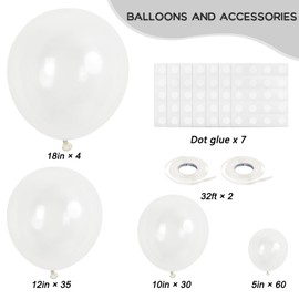 RUBFAC 129pcs Clear Balloons Different Sizes 18 12 10 5 Inches for Garland Arch, Transparent Balloons for Birthday Baby Shower Gender Reveal Wedding Party Decoration