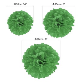 PATIKIL 4"/6"/8" Tissue Pom Poms Flowers, 12 Pack Paper Flower Ball for Wedding Bridal Shower Birthday Bachelorette Party Backdrop Decoration, Green